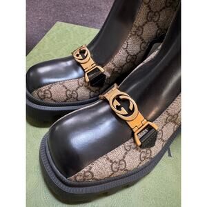 NEW GUCCI   Horesbit Interlocking G ankle boots 'Black Ebony' Bootie  size 34.5